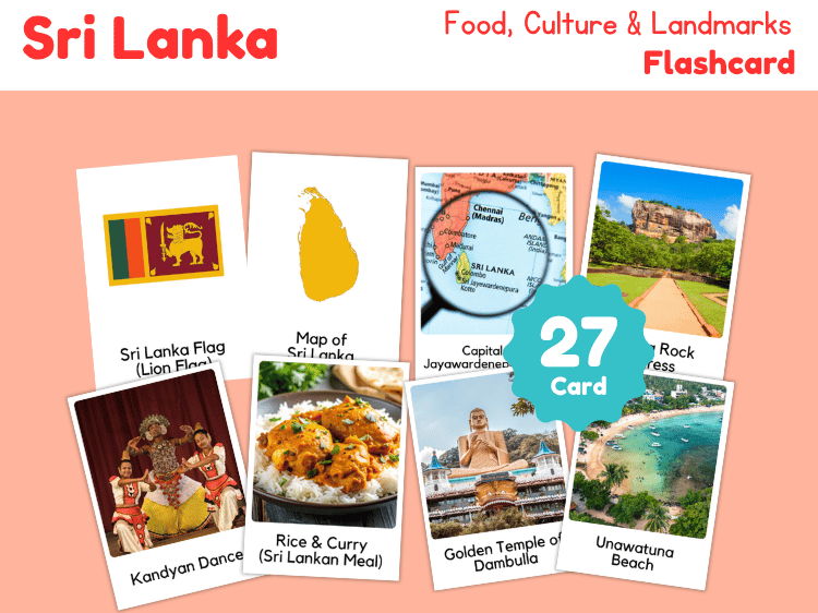 Sri Lanka Geography Flashcards | 27 Printable Country Study Cards