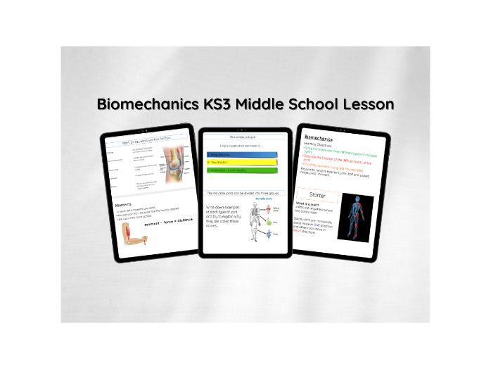 Biomechanics KS3 science lesson