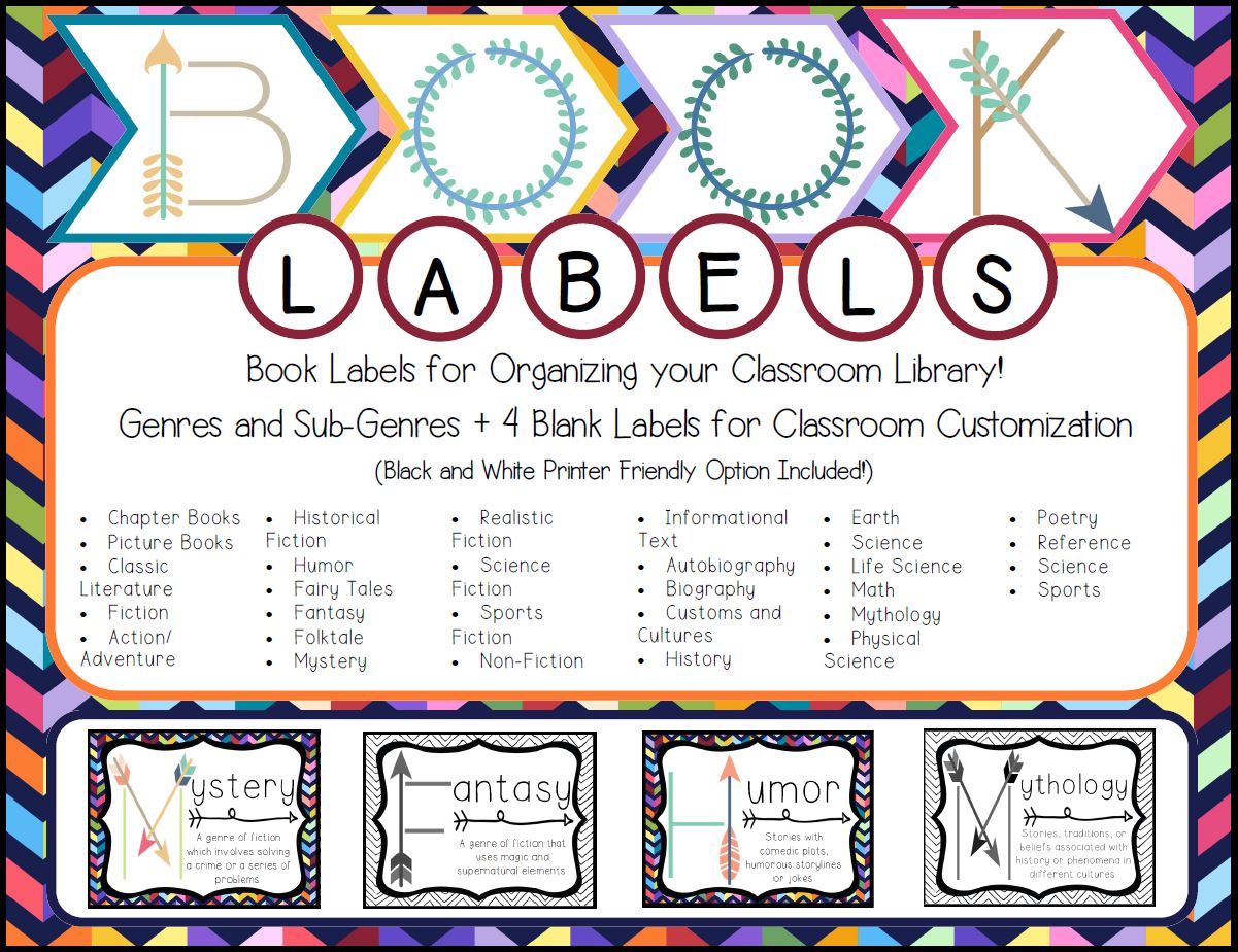 Classroom Library Book Tub Labels