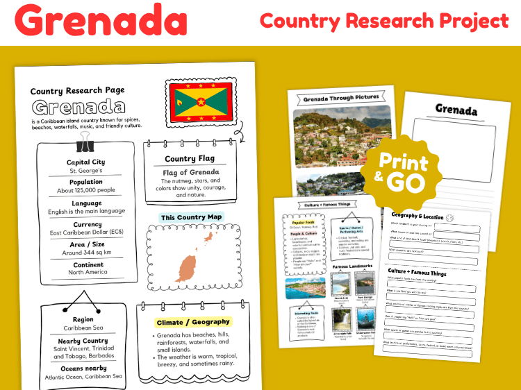 Grenada Country Research Project | Geography & Culture Worksheets