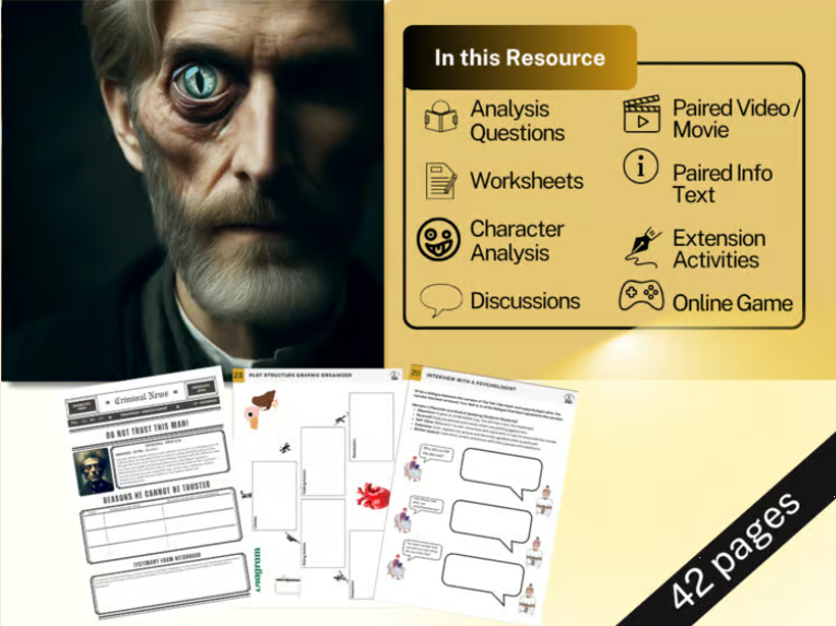 The Tell-Tale Heart - Edgar Allan Poe - 8 Day! Lesson Plan + Simplified Text