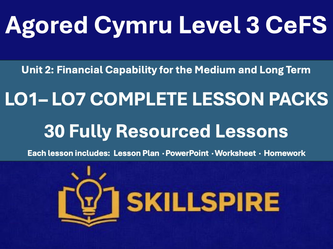 Agored Cymru CeFS Level 3 | Unit 2 Complete Bundle | LO1–LO7 30 Lessons