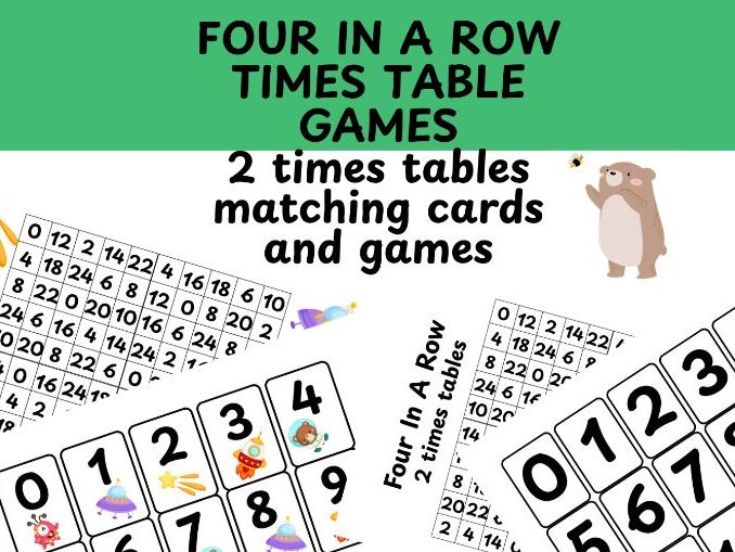 Four in a row multiplication game 2 times table