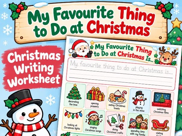 My Favourite Thing to Do at Christmas Writing Sheet | Reception & KS1