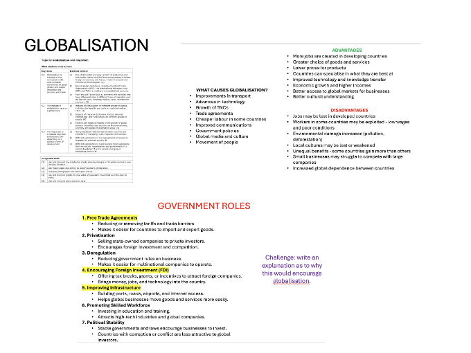 REVISION GLOBALISATION - iGCSE Edexcel Geography