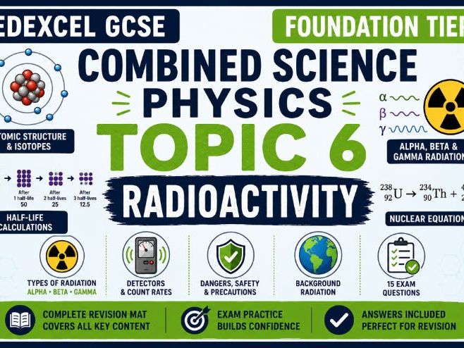 Edexcel GCSE Combined Science Physics Topic 6: Radioactivity Revision Mat & Exam Practice