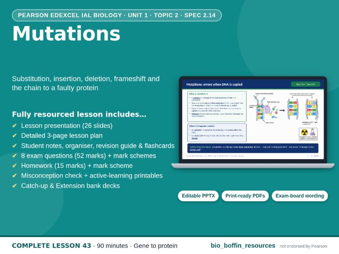 IAL Biology Edexcel – Gene Mutations
