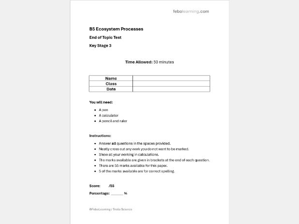 KS3 Ecosystem Processes B5 End of Topic Test