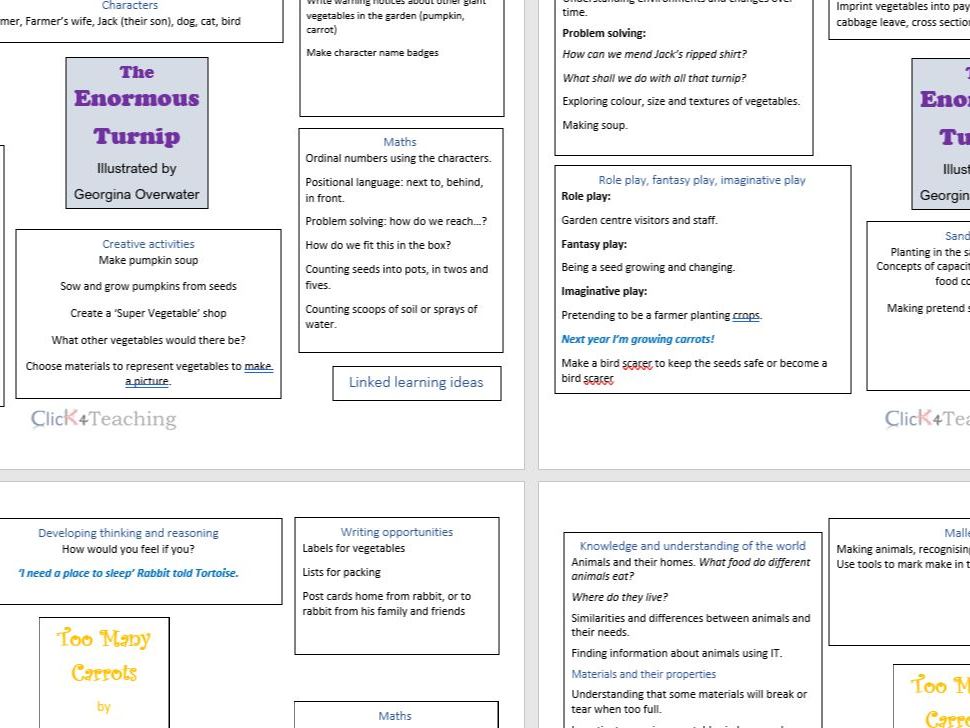 Play ideas for Early Years using four picture books