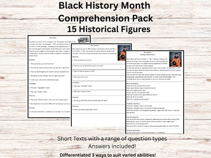 Black History Month Comprehension Pack