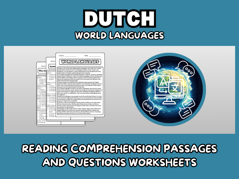 Dutch - World Languages Reading Comprehension Passages and Questions Worksheets