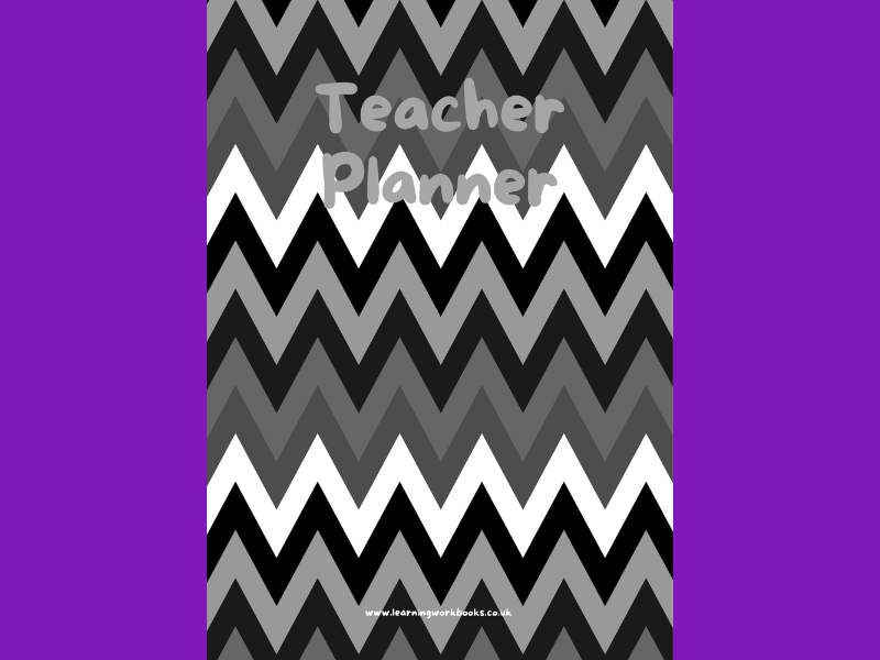 Black, White and Grey Zigzag Teacher Planner