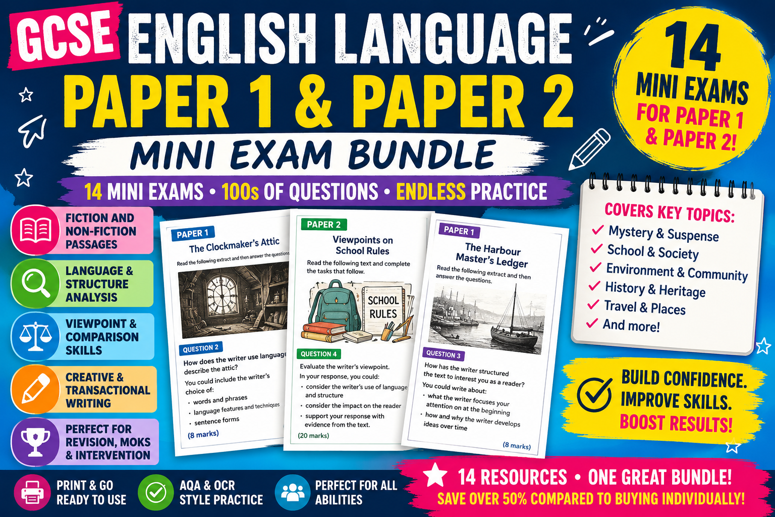 GCSE English Language Complete Mini Exam Bundle