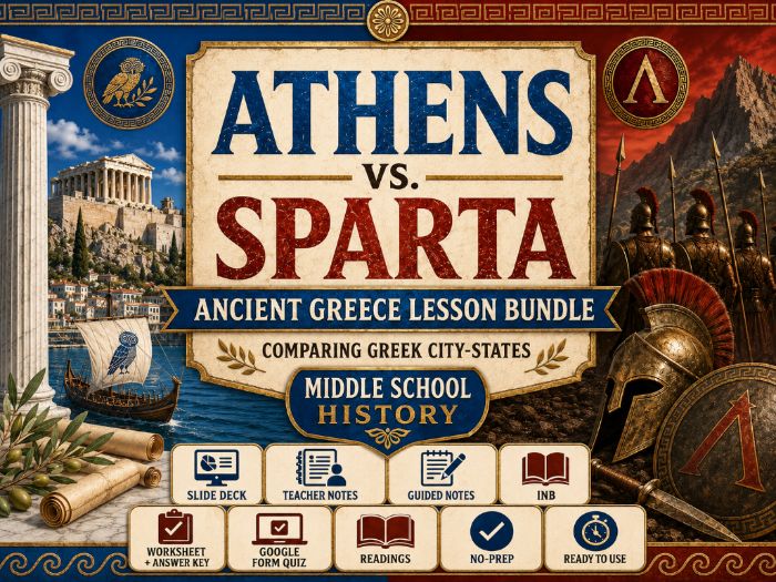 Athens vs. Sparta Lesson Bundle | Ancient Greece Unit | Middle School History