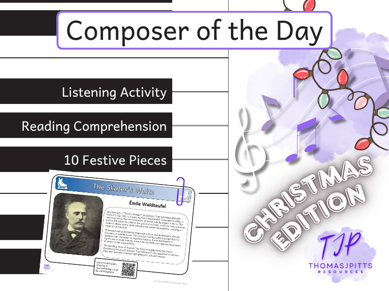 Christmas Music Reading Comprehension Pack | 10 KS2 & KS3 Composer Activities with Answers