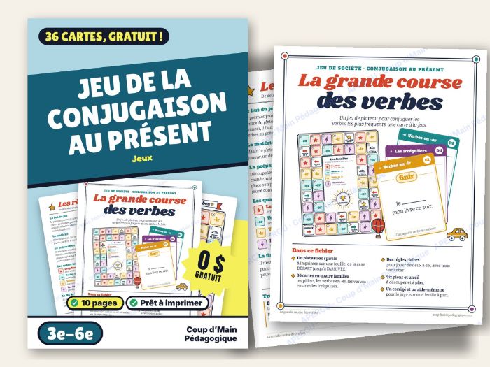FREE French Verb Conjugation Board Game Present Tense | Course des verbes