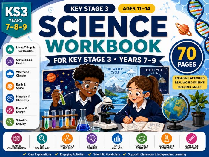 KS3 Science Workbook | Key Stage 3 Science Activities | Years 7–9 | 70 Pages