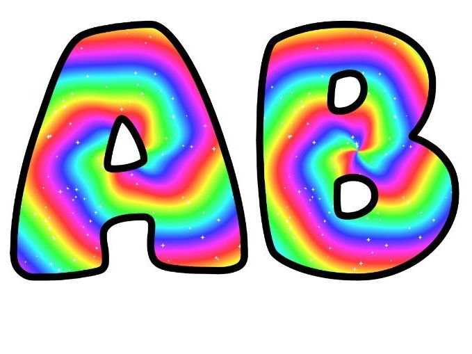 Rainbow Tie Dye Swirl Bubble Letters | Rainbow Bulletin Board Letters | Classroom Display Pack