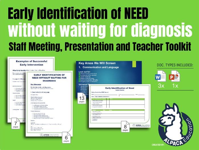 Early Identification of Need Without Waiting for Diagnosis – Staff Meeting, Presentation & Teacher T