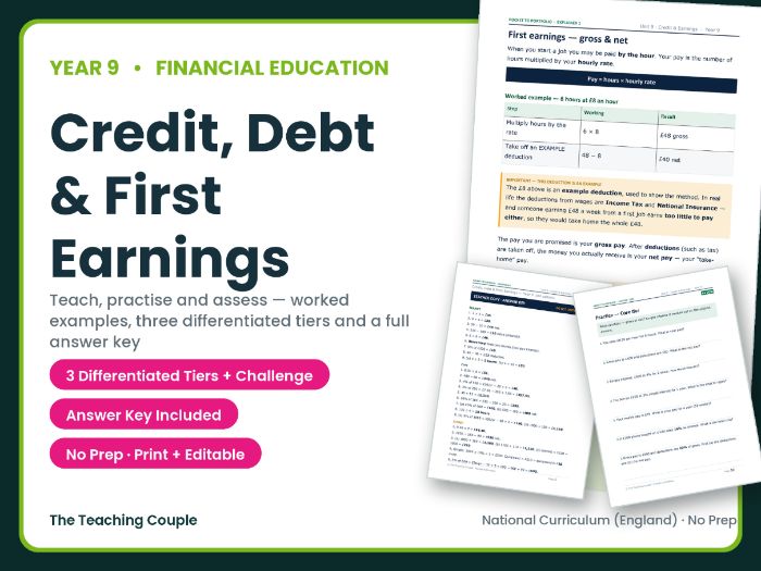 Year 9 Credit, Debt & First Earnings | KS3 Citizenship & Maths
