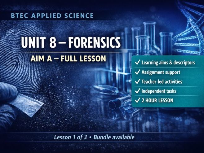 BTEC Forensics UNIT 8 Aim A Lesson 2