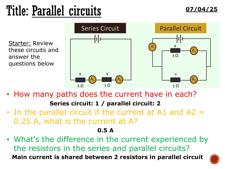 Parallel circuits - complete lesson (GCSE 1-9)