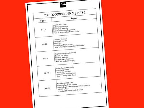 GCSE MATHS, GRADE 1-3, LESSON STARTER, RECALL QUESTIONS, 50 PAGE BOOKLET SQ1