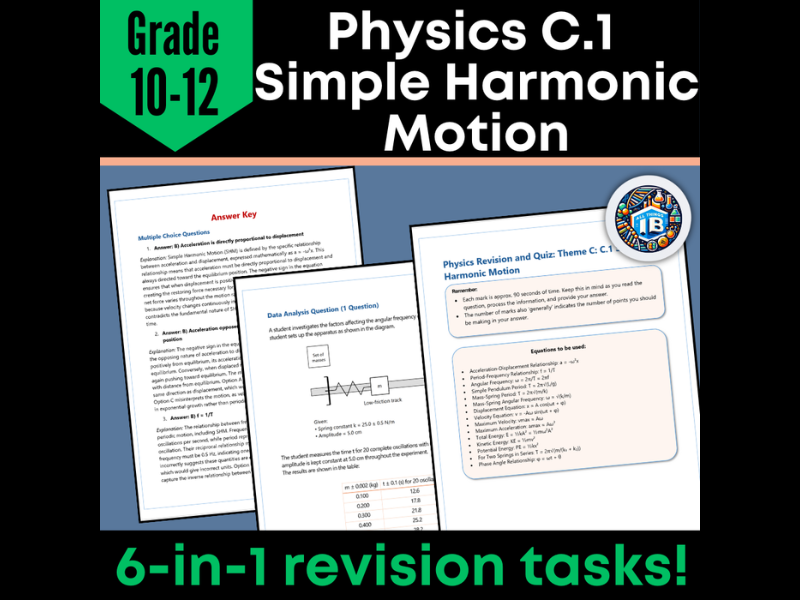 IB DP Physics: C.1 Simple Harmonic Motion – Quiz & Revision Worksheets (2026)