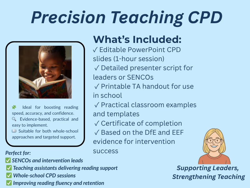 CPD -Precision Teaching intervention for TAs & Teachers – CPD Slides, Resources, Handout