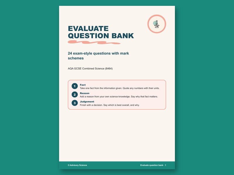 GCSE Science Evaluate Questions: 24 AQA Exam-Style Questions with Mark Schemes