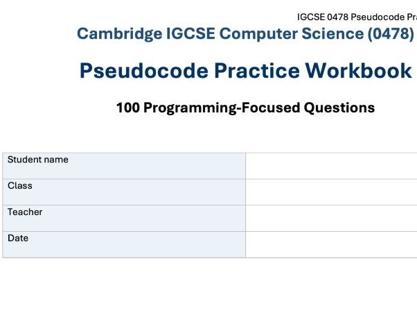 IGCSE 0478 Pseudocode FREE SAMPLE Pack