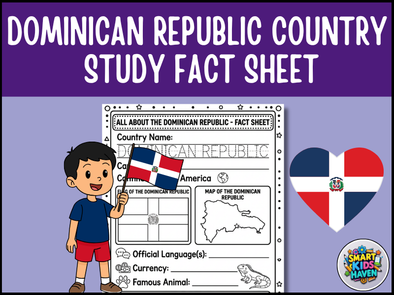 Dominican Republic Map and Flag Country Study Research Project Worksheet Geograp