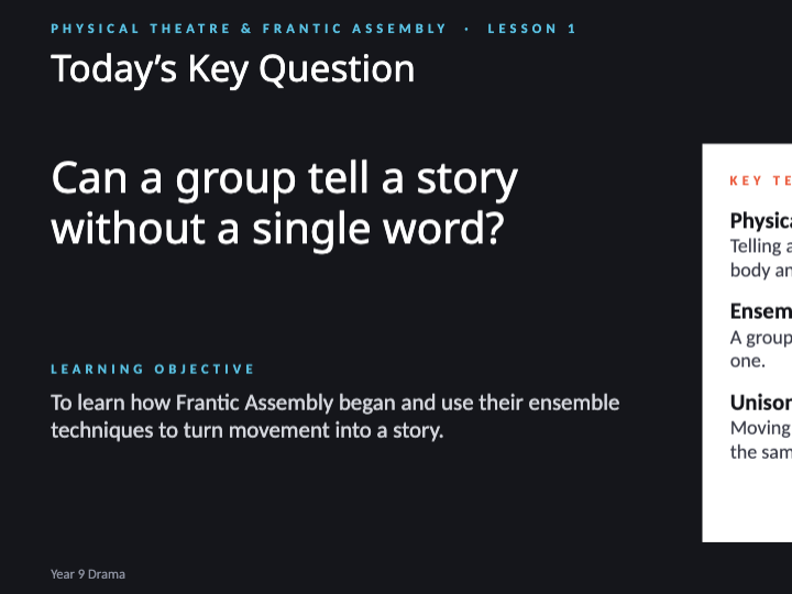 Frantic Assembly & Physical Theatre: KS3 Drama Scheme of Work