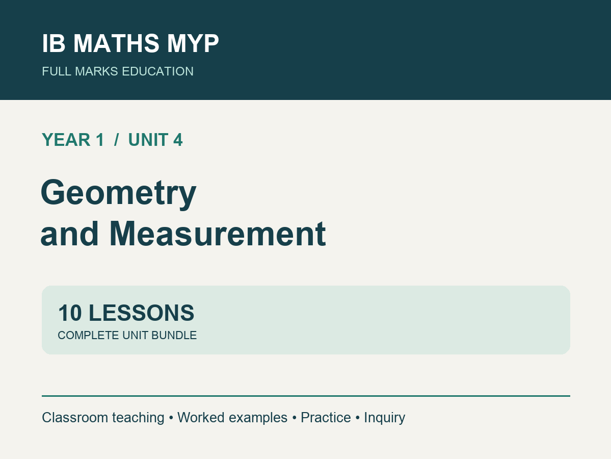 IB Maths MYP Year 1, Unit 4 - Geometry and Measurement Bundle