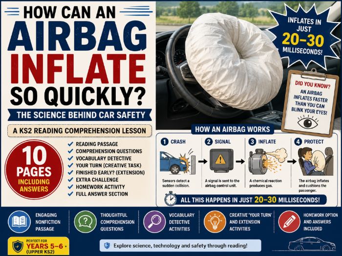 How Can an Airbag Inflate So Quickly? | KS2 Reading Comprehension | Science