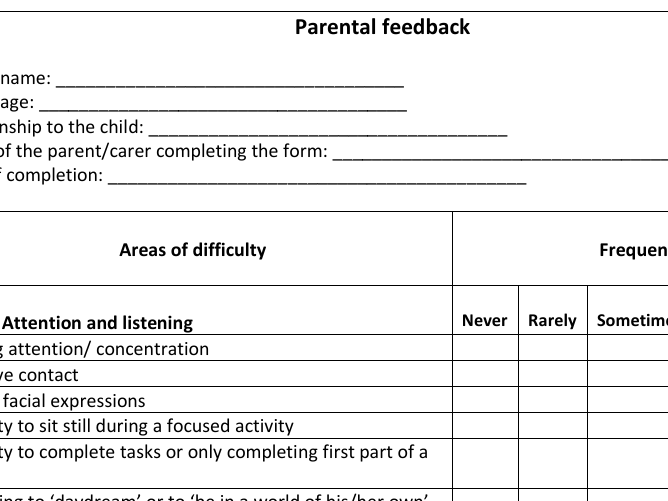 parent feedback from