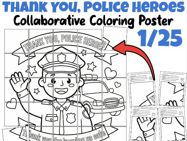 Thank You, Police Heroes | Law Enforcement Appreciation Collaborative Coloring Poster