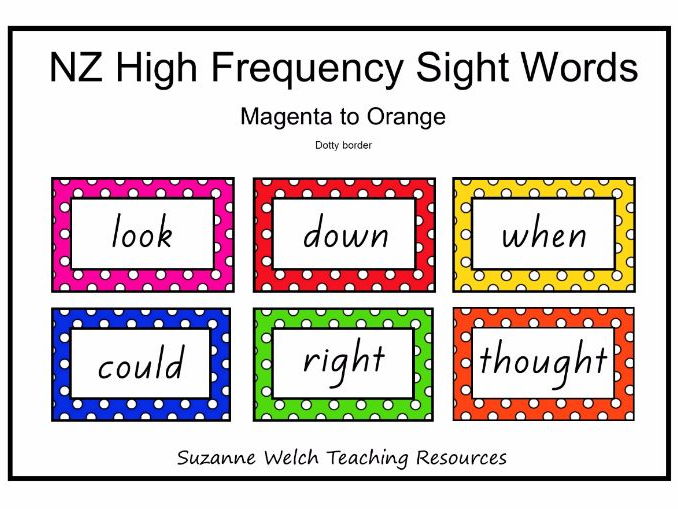 New Zealand High Frequency Sight Words