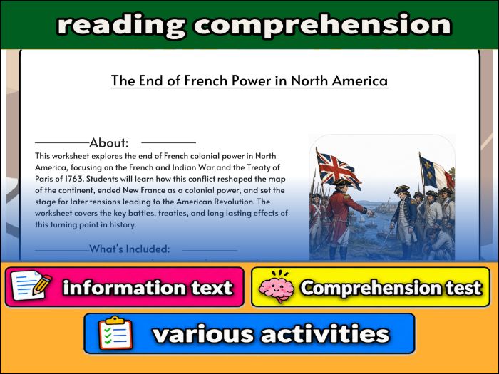 The End of French Power in North America   & Comprehension Test