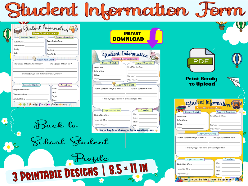 Student Information Form-Back to School Student Profile