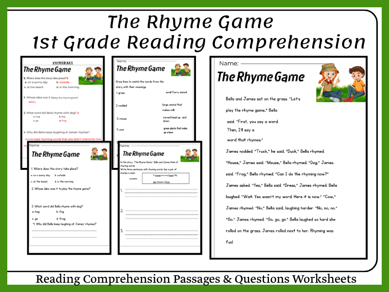 The Rhyme Game1st Grade Reading Comprehension