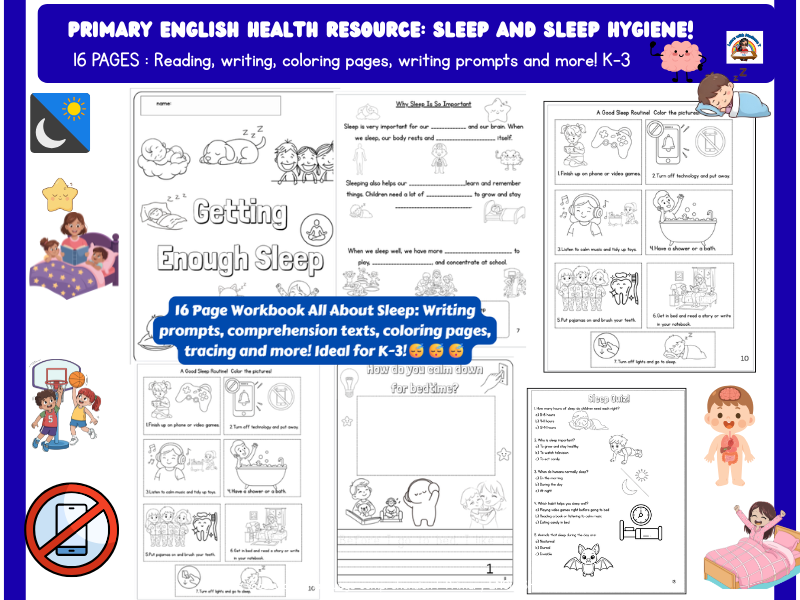 All About Sleep/ Sleep Hygeine K-3 Health Complete Unit/ Print and Go