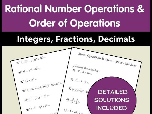 Rational Number Operations & Order of Operations | Integers, Fractions, Decimals