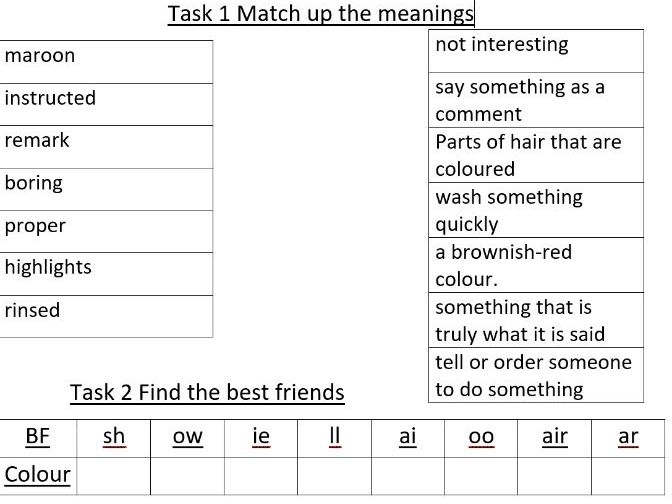 Vocab & Phonics Activity- Fresh Start