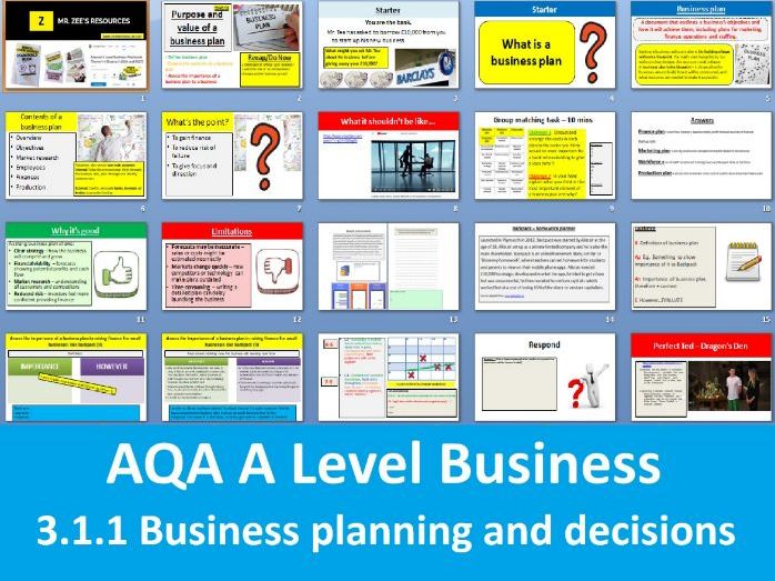 3.1.1 Business planning & decisions - AQA A Level Business (First exams in 2028)