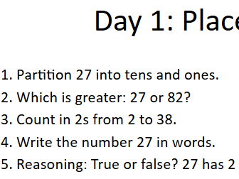 yr 2 whole year maths starter - follows White Rose Maths curriculum
