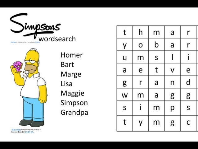 Simpsons word searches