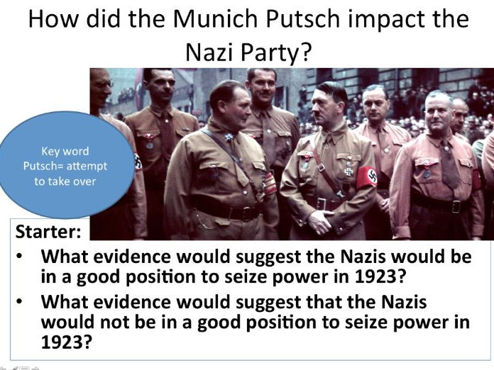 why was the munich putsch of Ten years before adolf hitler came to power in germany, he tried to take power by force during the beer hall putsch on the night of november 8, 1923, hitler and some of his nazi confederates stormed into a munich beer hall and attempted to force the triumvirate, the three men that governed bavaria. why was the munich putsch of Ten years before adolf hitler came to power in germany, he tried to take power by force during the beer hall putsch on the night of november 8, 1923, hitler and some of his nazi confederates stormed into a munich beer hall and attempted to force the triumvirate, the three men that governed bavaria.