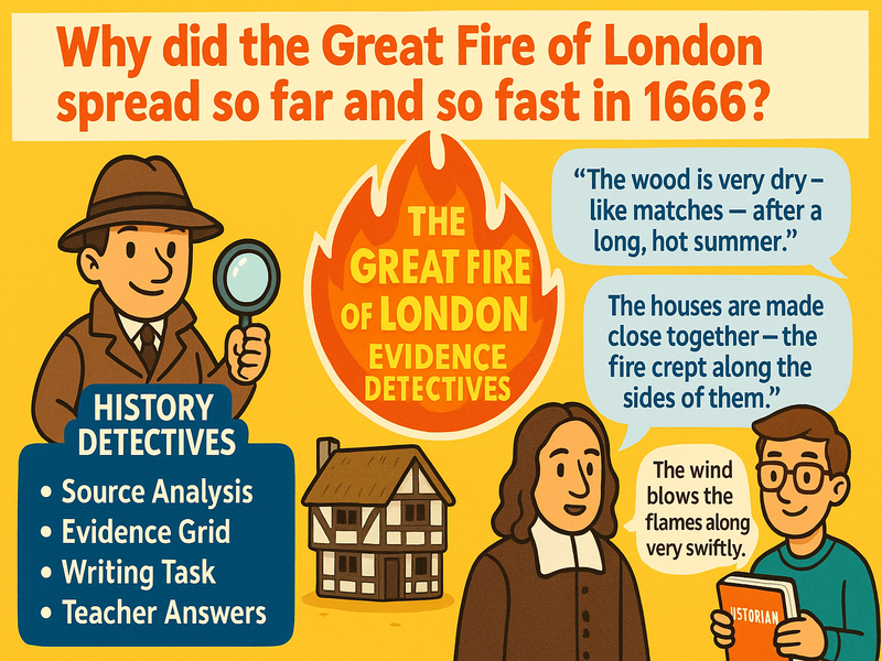 Great Fire of London KS2/KS3 Enquiry Lesson – History Detectives, Source Analysis & Writing Tasks