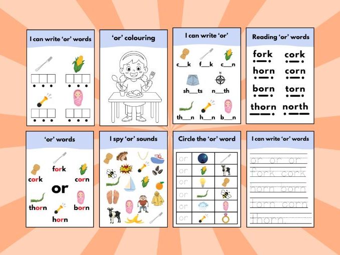 ‘or’ Phonics Sound Workbook – Early Reading & Writing Activities
